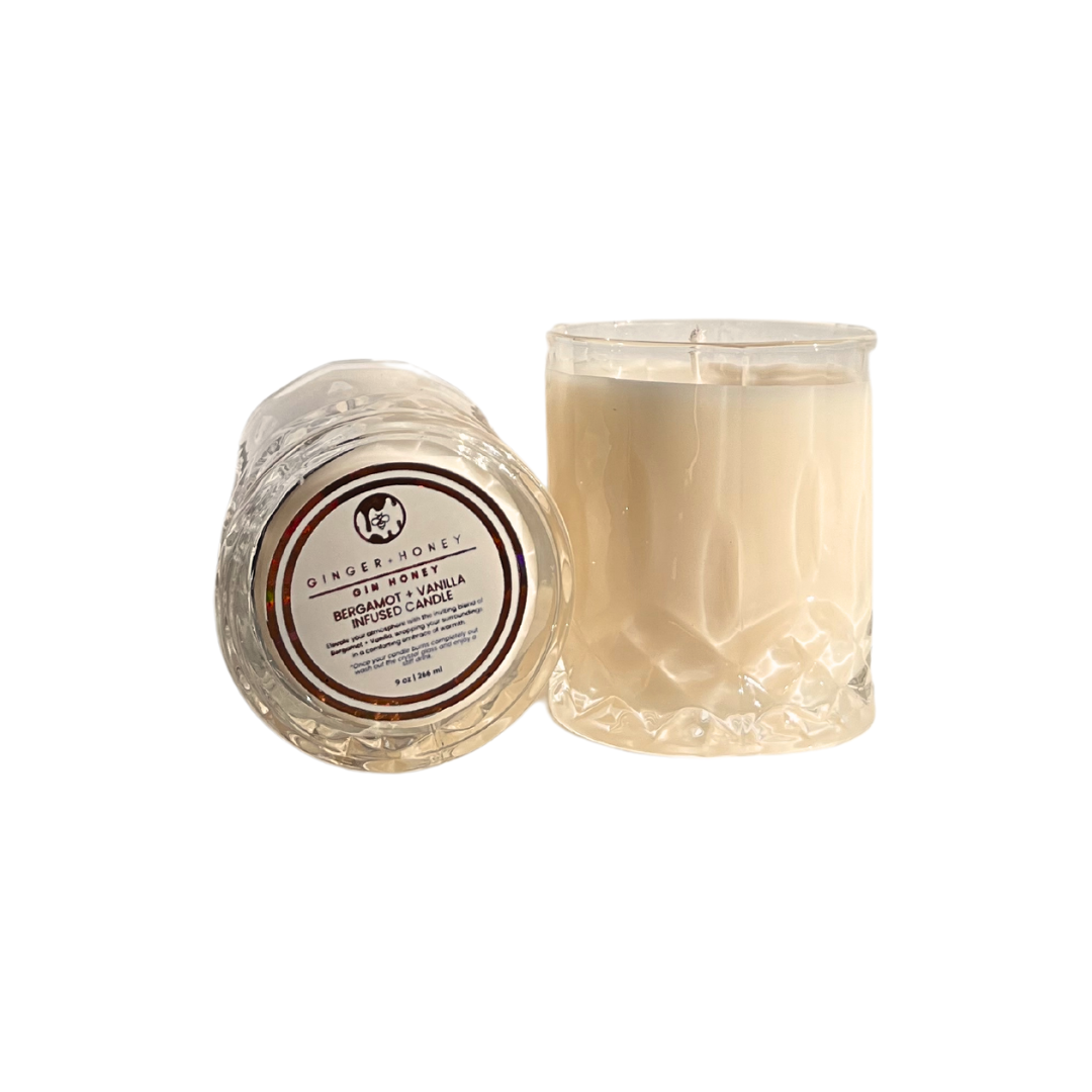 Gin Honey Crystal Candle: Bergamot Vanilla Essence